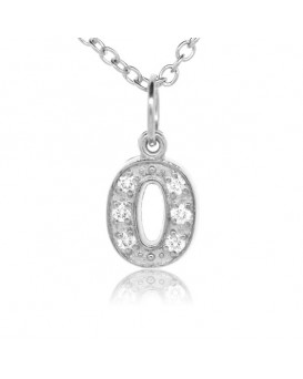 Number '0' Charm in 18K White Gold with High Quality Diamonds