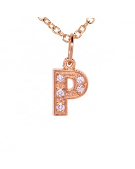 Alphabet Charm, Letter 'P'  in 18K Rose Gold with high quality diamonds
