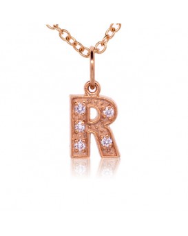 Alphabet Charm, Letter 'R'  in 18K Rose Gold with high quality diamonds
