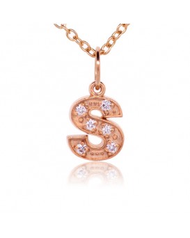 Alphabet Charm, Letter 'S'  in 18K Rose Gold with high quality diamonds