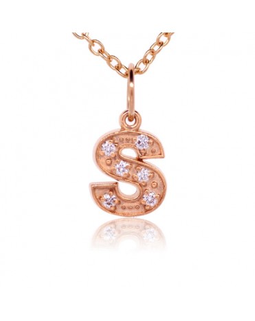 Alphabet Charm, Letter 'S'  in 18K Rose Gold with high quality diamonds