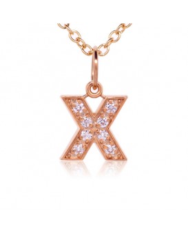 Alphabet Charm, Letter 'X' in 18K Rose Gold with high quality diamonds