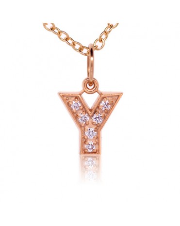 Alphabet Charm, Letter 'Y' in 18K Rose Gold with high quality diamonds