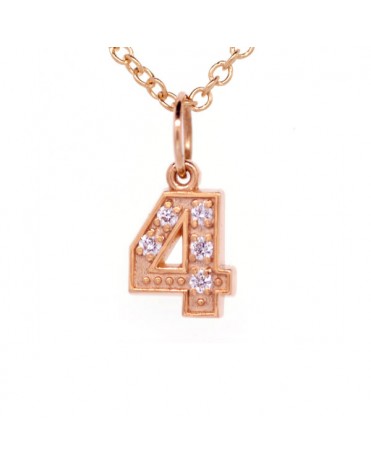 Number '4' Charm in 18K Rose Gold with high quality diamonds