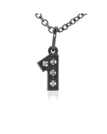 Number '1' Charm in 18K Gold - Black Rhodium with high quality diamonds