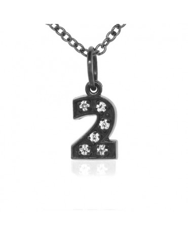 Number '2' Charm in 18K Gold - Black Rhodium with high quality diamonds