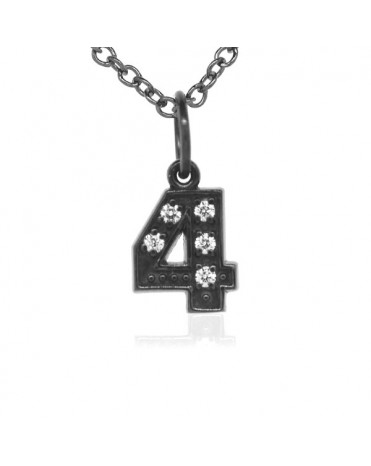 Number '4' Charm in 18K Gold - Black Rhodium with high quality diamonds