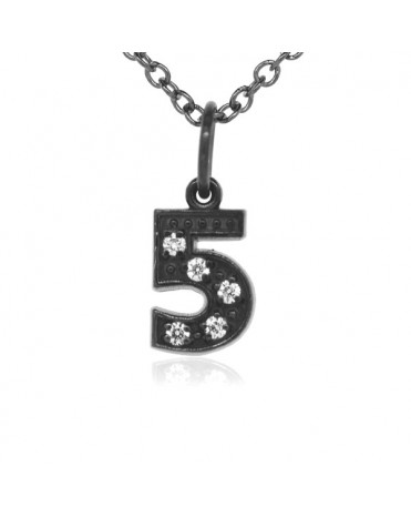 Number '5' Charm in 18K Gold - Black Rhodium with high quality diamonds