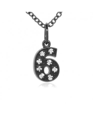 Number '6' Charm in 18K Gold - Black Rhodium with high quality diamonds