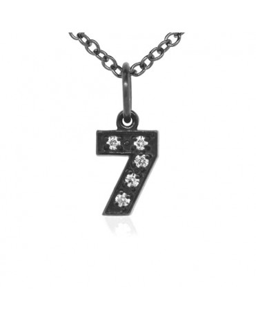 Number '7' Charm in 18K Gold - Black Rhodium with high quality diamonds
