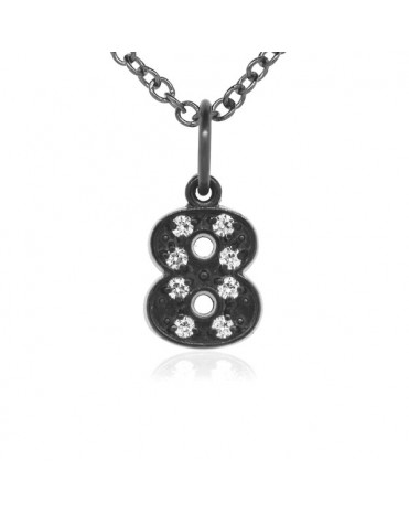Number '8' Charm in 18K Gold - Black Rhodium with high quality diamonds
