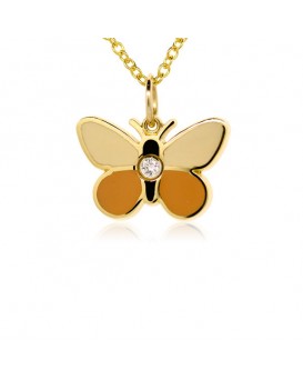 French Enamel Yellow Gold Butterfly Charm