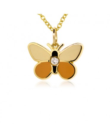 French Enamel Yellow Gold Butterfly Charm