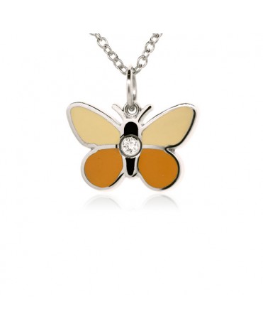 French Enamel White Gold Butterfly Charm
