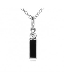 Letter "I" French Enamel Charm, 18K White Gold with High Quality Diamond