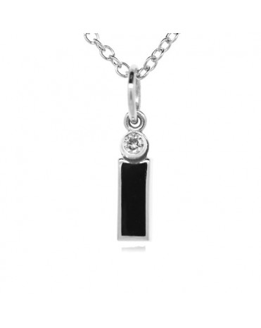 Letter "I" French Enamel Charm, 18K White Gold with High Quality Diamond