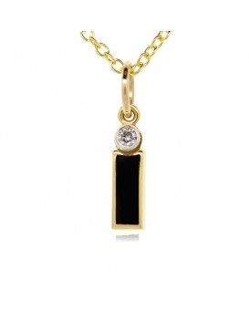 Letter "I" French Enamel Charm, 18K Yellow Gold with High Quality Diamond