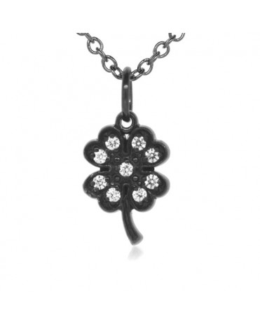 Four Leaf Clover Charm in 18K Gold - Black Rhodium with High Quality Diamonds