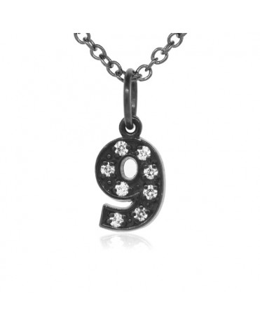 Number '9' Charm in 18K Gold - Black Rhodium with high quality diamonds