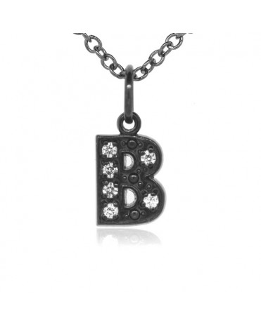 Alphabet Charm, Letter 'B'  in 18K Gold Black Rhodium with high quality diamonds