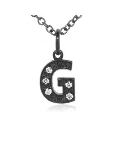 Alphabet Charm, Letter 'G'  in 18K Gold Black Rhodium with high quality diamonds