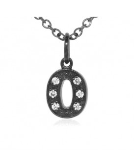 Alphabet Charm, Letter 'O'  in 18K Gold - Black Rhodium with high quality diamonds
