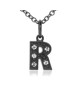 Alphabet Charm, Letter 'R' in 18K Gold - Black Rhodium with high quality diamonds