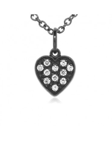Heart Charm in 18K Gold - Black Rhodium with High Quality Diamonds