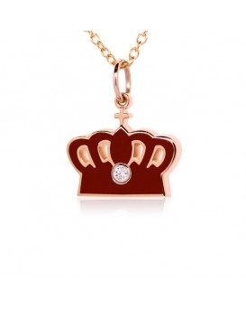 French Enamel Rose Gold Imperial Crown Charm