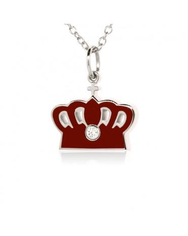 French Enamel White Gold Imperial Crown Charm