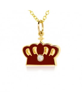 French Enamel Yellow Gold Imperial Crown Charm