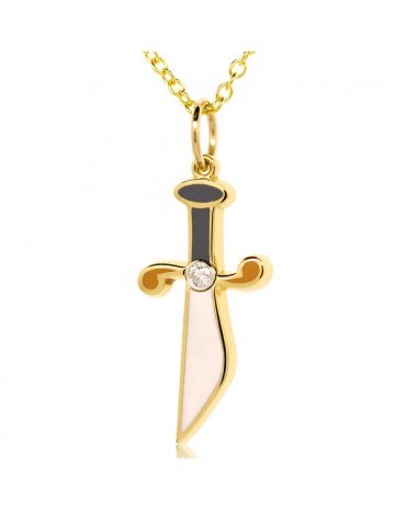French Enamel Yellow Gold Dagger Charm