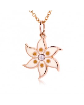 French Enamel Rose Gold Lily Flower Charm