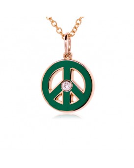French Enamel Rose Gold Peace Charm