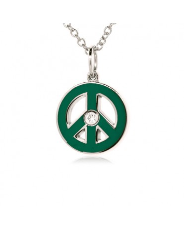 French Enamel White Gold Peace Charm