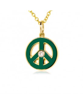 French Enamel Yellow Gold Peace Charm