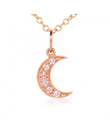 Crescent Moon Charm in 18K Rose Gold with High Quality Diamonds