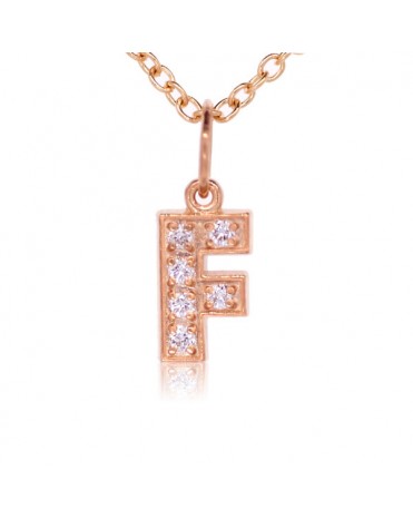 Alphabet Charm, Letter 'F'  in 18K Rose Gold with high quality diamonds
