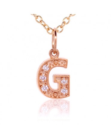 Alphabet Charm, Letter 'G'  in 18K Rose Gold with high quality diamonds
