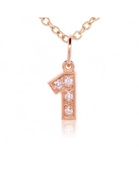 Number '1' Charm in 18K Rose Gold with high quality diamonds