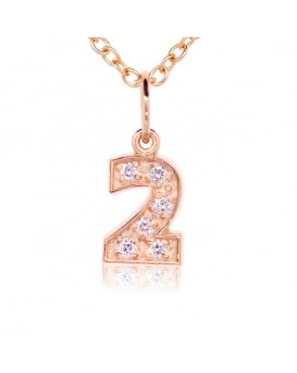 Number '2' Charm in 18K Rose Gold with high quality diamonds