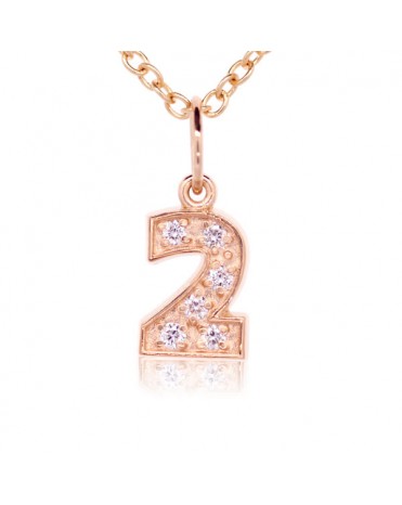 Number '2' Charm in 18K Rose Gold with high quality diamonds