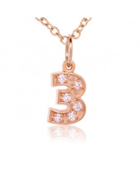 Number '3' Charm in 18K Rose Gold with high quality diamonds