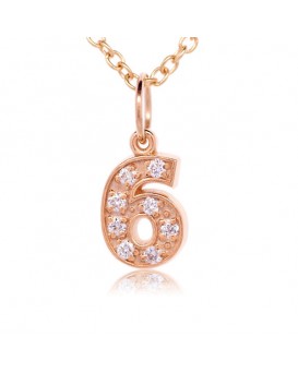 Number '6' Charm in 18K Rose Gold with high quality diamonds