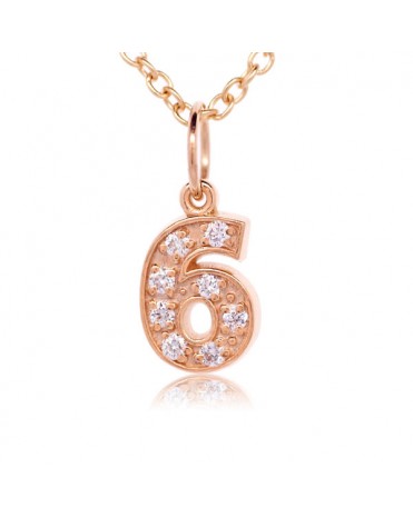 Number '6' Charm in 18K Rose Gold with high quality diamonds