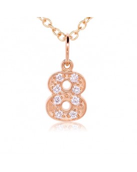 Number '8' Charm in 18K Rose Gold with high quality diamonds