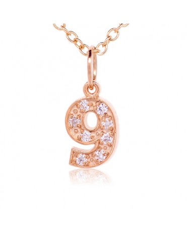 Number '9' Charm in 18K Rose Gold with high quality diamonds