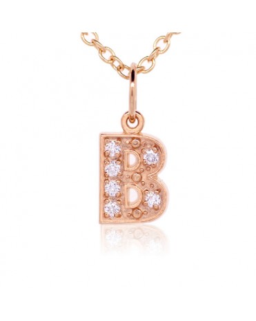 Alphabet Charm, Letter 'B'  in 18K Rose Gold with high quality diamonds