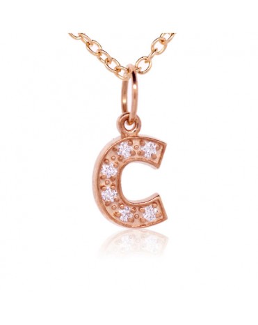 Alphabet Charm, Letter 'C'  in 18K Rose Gold with high quality diamonds