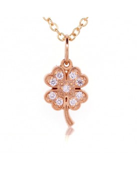 Four Leaf Clover Charm in 18K Rose Gold with High Quality Diamonds